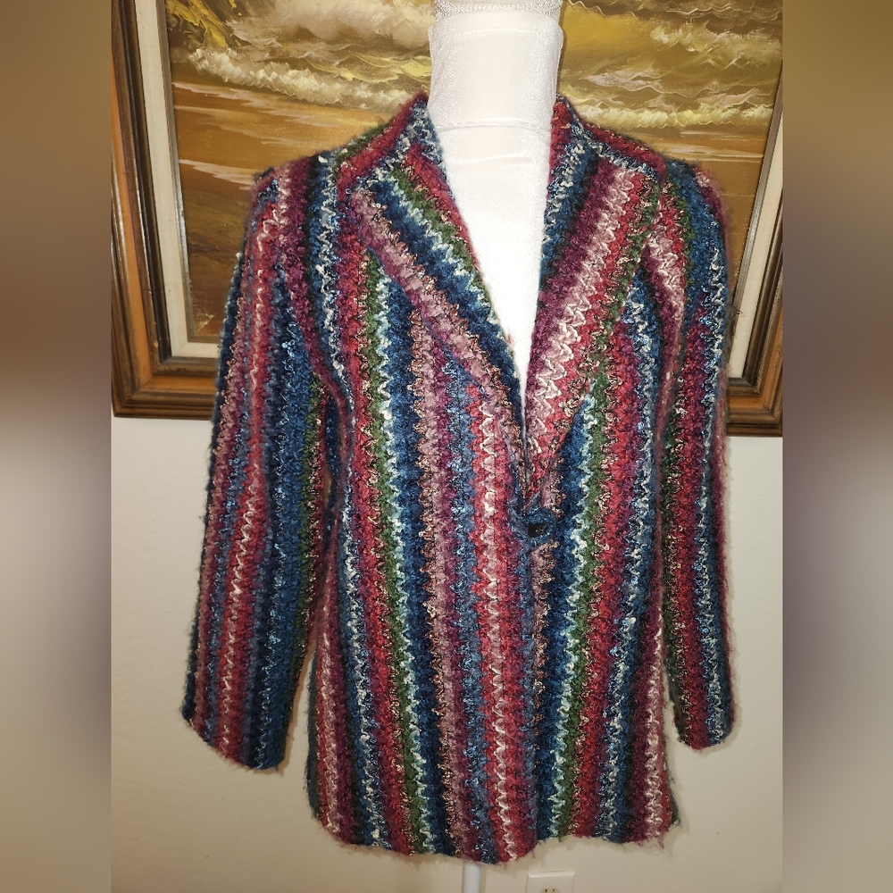 Vintage 1970s 1980s Funky Striped Blazer Style Jacket by Pykettes